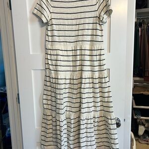 Marine Layer Cream and Black Striped Maxi Dress